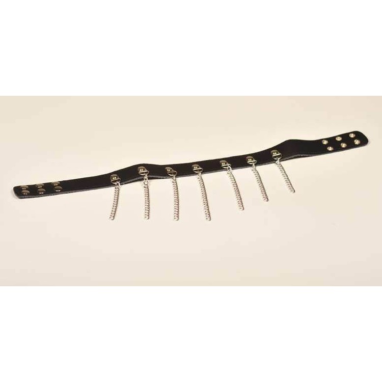 קולר עור דק מעוצב מתכת לשפחה או עבד נשי