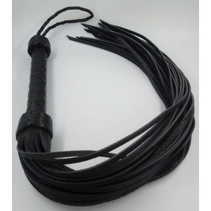 Leather​ Flogger with 36 rigid tails with a black handle​