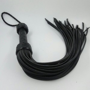 Leather Flogger with 36 stiff tails with short black handle for comfortable grip​
