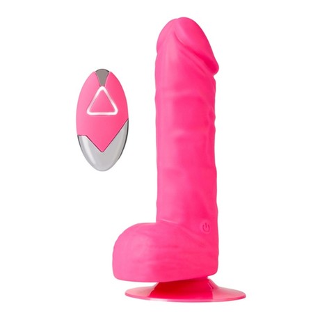 Wireless - vibrating pink silicone dildo with wireless remote control​ 18 cm thick 4 cm NMC​