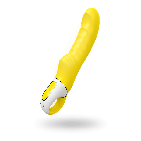 Yummy Sunshine - Flexible yellow silicone vibrator with ribbed texture for deep internal stimulation by Satisfyer