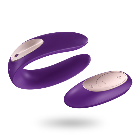 Partner Plus Remote Purple Silicone Vibrator with two motors with Satisfyer remote control