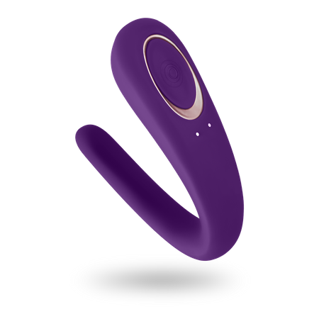 Partner Double Purple Silicone Vibrator for dual use alone or double Satisfyer
