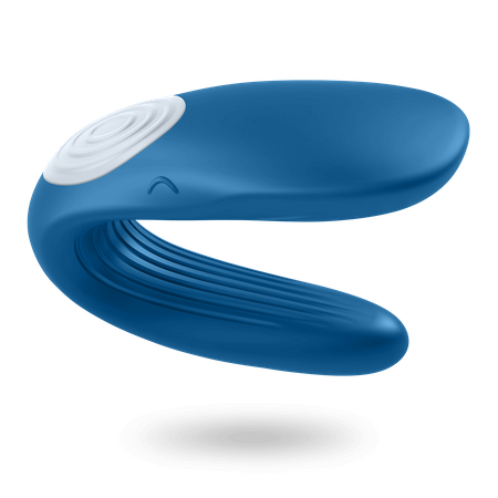 Partner Whale Blue silicone vibrator for couples with two powerful Satisfyer motors
