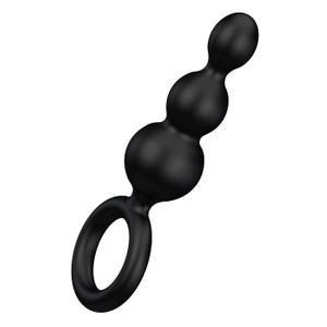 פלאג אנאלי סיליקון שחור 3 כדורים עם ידית אחיזה Satisfyer