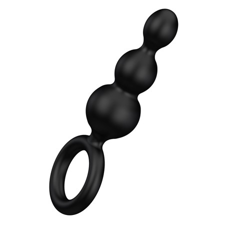 Black Silicone Anal Plug 3 Balls with Satisfyer Grip Handle