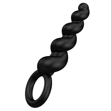 Black Horn Silicone Anal Plug with Satisfyer Grip Handle