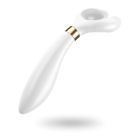 MultiFun 3 white double vibrator for woman and man use in a variety of options with 3 Satisfyer motors