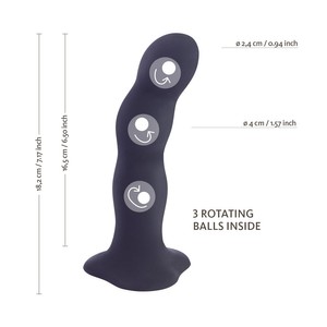 Bouncer Black Silicone Dildo with Vibrating Eggs from Inside Fun Factory