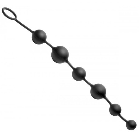 Beads of Pleasure Black silicone anal beads in varying sizes Master Series
