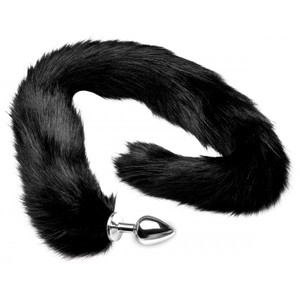 Midnight Mink - Anal plug made of metal with an extra long black mink-like faux fur tail​