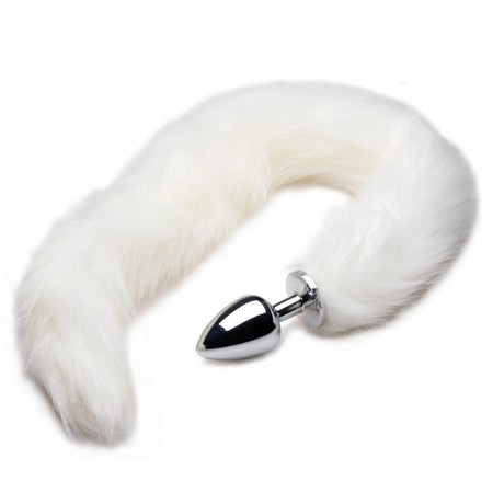 Arctic Mink Anal plug made of metal with an extra long white mink-like tail by Tailz​