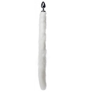 Arctic Mink Anal plug made of metal with an extra long white mink-like tail by Tailz​