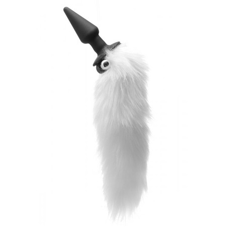 White Fox Tail - Silicone vibrating anal plug with a white faux fur foxtail by Tail​z