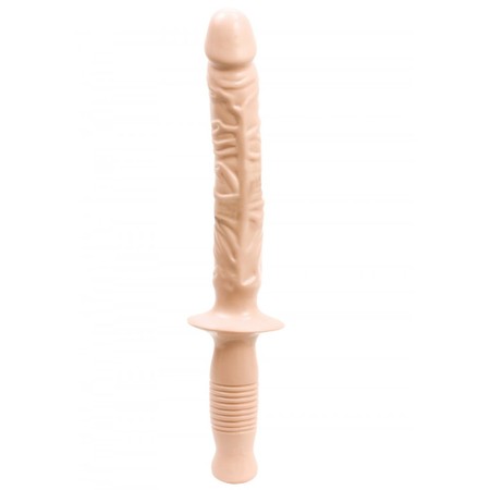 The Manhandler Realistic light-colored silicone dildo with Doc Johnson grip handle