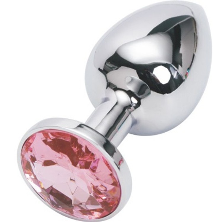 באט פלאג אנאלי מתכת עם קישוט אבן אורך 4.5 סמ קוטר 2.5 - צבעים שונים