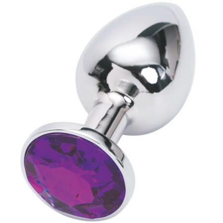 Butt anal plug metal with stone decoration length 4.5 cm diameter 2.5 - different colors