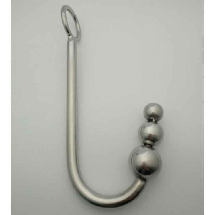 קרס מתכת אנאלי עם 3 חרוזים צמודים