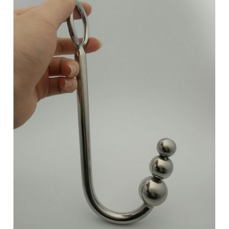 קרס מתכת אנאלי עם 3 חרוזים צמודים