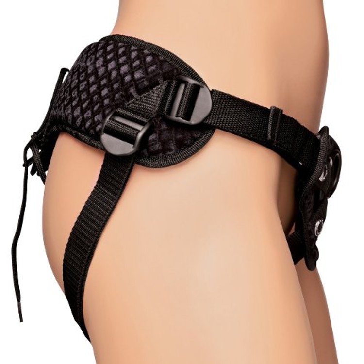 Diamond Velvet סטרפאון מקטיפה סגולה עם כיס לויברטור ומחוך תמיכה לגב Lux Fetish