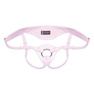 Patent Leather - Pink leather strapon with back belt by​ Lux Fetish