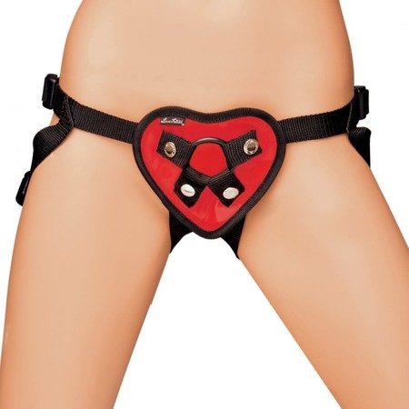 Lux Fetish Red Heart Beginner Strap On Harness