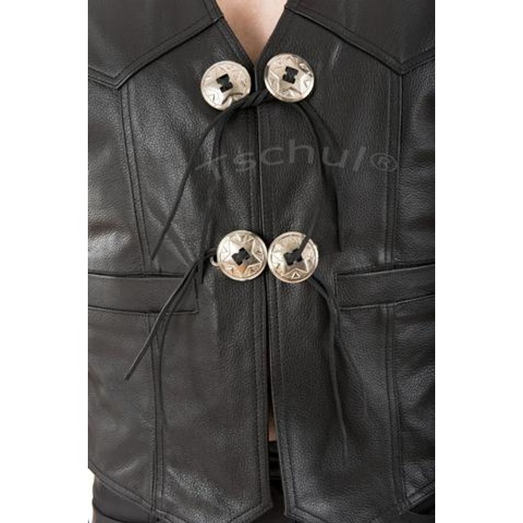 ווסט עור פרימיום עם כפתורים ושרוכים