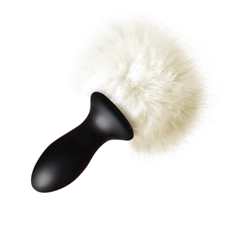 White rabbit tail plug made of synthetic fur​