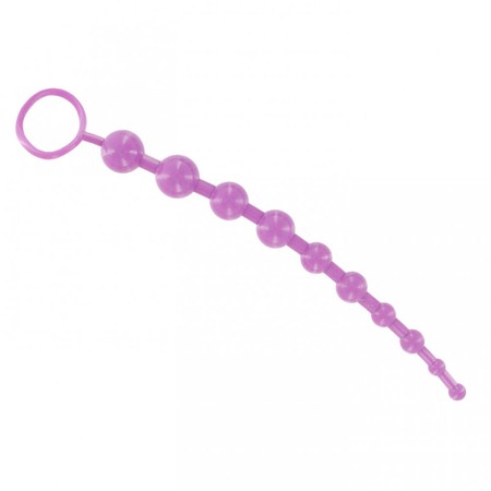 Anal beads with a handle made of light purple PVC​