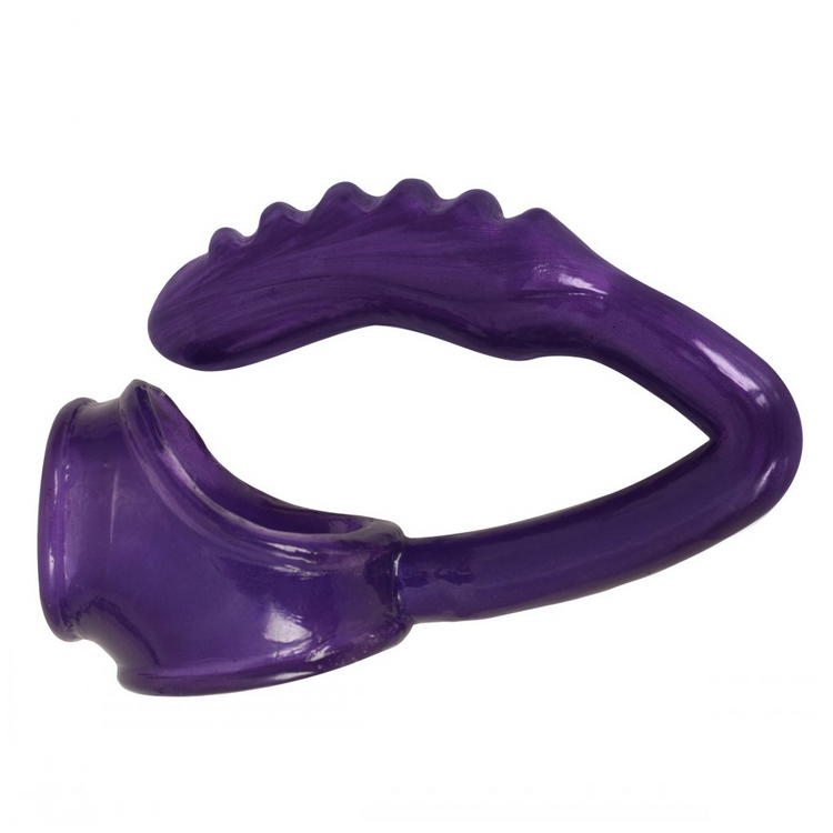 The Duke קוקרינג עם פלאג אנאלי מחוספס בעל פתח נפרד לאשכים בצבע סגול