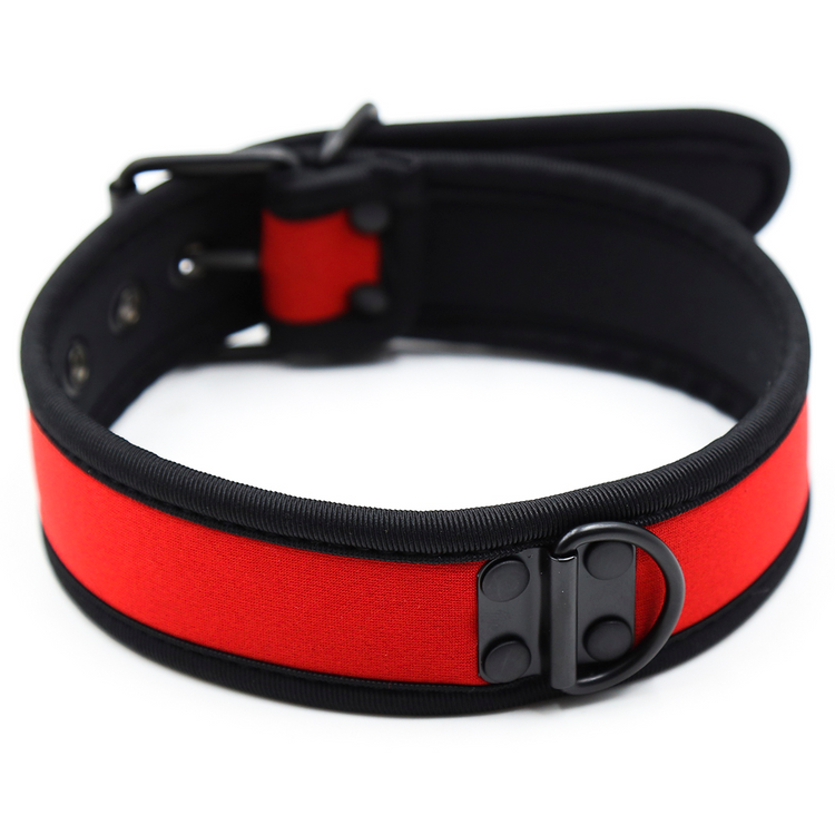 קולר נאופרן אדום עם טבעת לרצועה