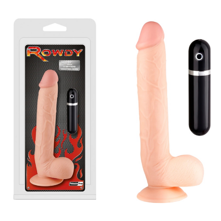 Rowdy דילדו ריאליסטי רוטט ישר PVC עור בהיר אורך 28 סמ עובי 4.5 סמ NMC