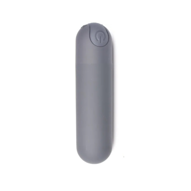 Powerful vibrating grey bullet, fits in a strapon pocket​​​