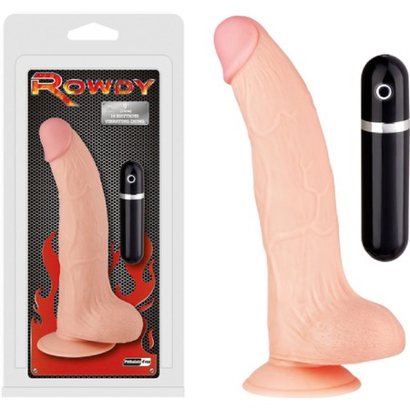 Rowdy - realistic curved vibrating dildo in black made of PVC length 28 cm thickness 5 cm NMC