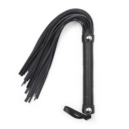 Black leather flogger 15 tails