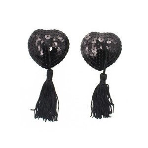 Black sequin nipple covers with tassels