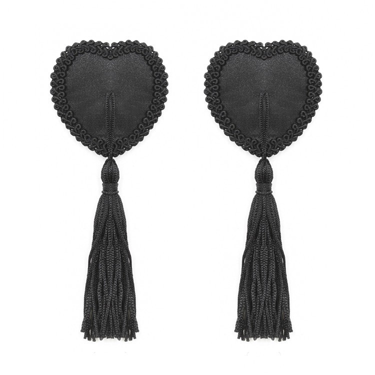 כיסויי פטמות לב שחור בסגנון ברולסק עם גדילים