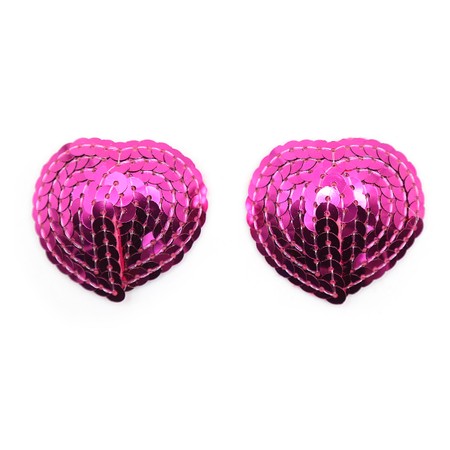 Metallic pink sequins heart nipple covers