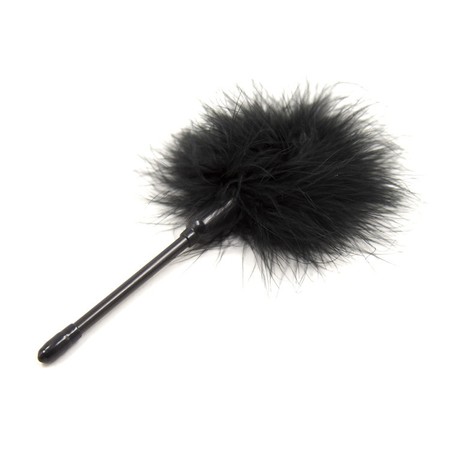 Black feather with a short stick for games and tickling