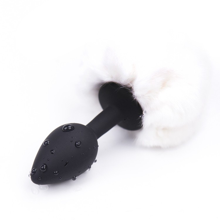 פלאג זנב שפנפנה פרווה סינתטית לבנה