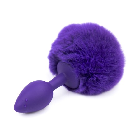 Furry purple rabbit tail plug