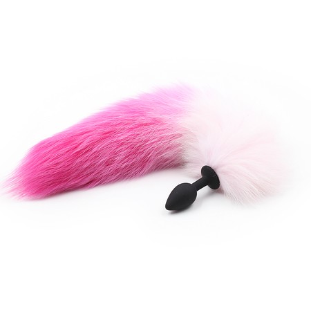 Black plug with synthetic pink foxtail