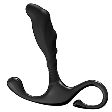 Hard black prostate massager with stimulation bumps