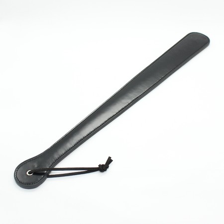 Long black PVC spanker