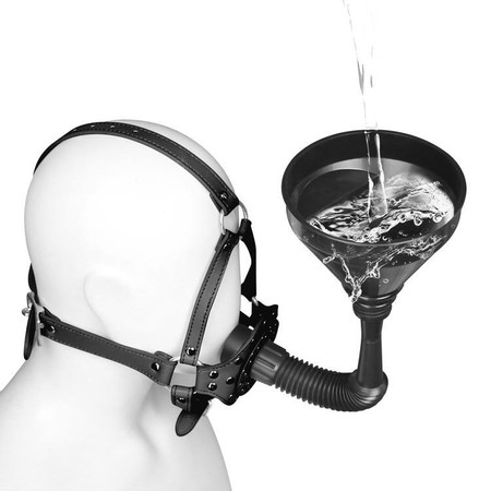Gag with funnel for forced drinking