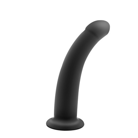 Curved hard black silicone dildo length 17 cm