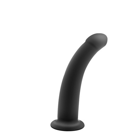 Curved black hard silicone dildo length 15 cm