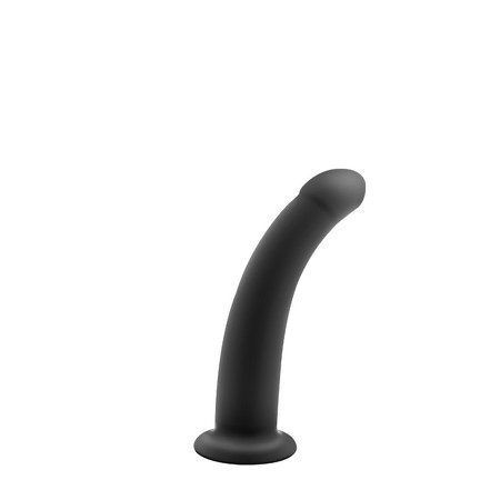 Curved black hard silicone dildo length 12 cm