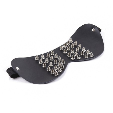 Leather Blindfold with Spiked Rivets
