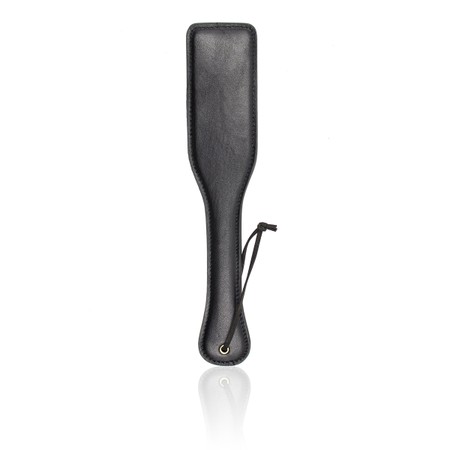 Padded black faux leather spanker